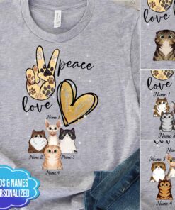 Peace Love Cat Personalized T-shirt and Hoodie