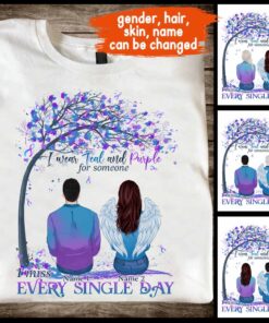 I Wear Teal And Purple - Suicide Prevention Personalized T-shirt And Hoodie