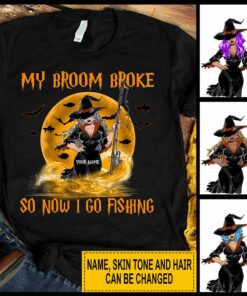 My Broom Broke I Go Fishing Personalized T-shirt And Hoodie