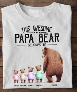This Papa Bear Belongs To - Personalized Grandpa T-shirt and Hoodie