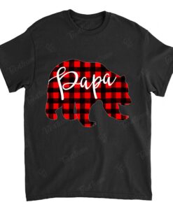 Mens Red Plaid Papa Bear Shirt Matching Pajama Family Buffalo Dad