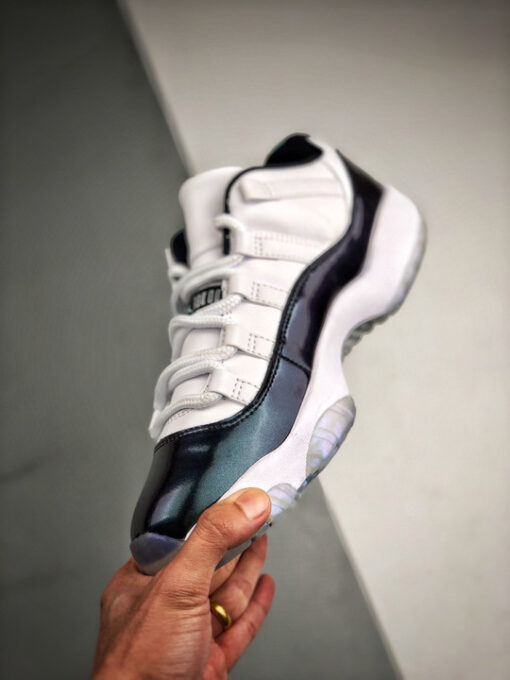 Air Jordan 11 Low ” Easter” White/Emerald Rise-Black 528895-145 - Image 2