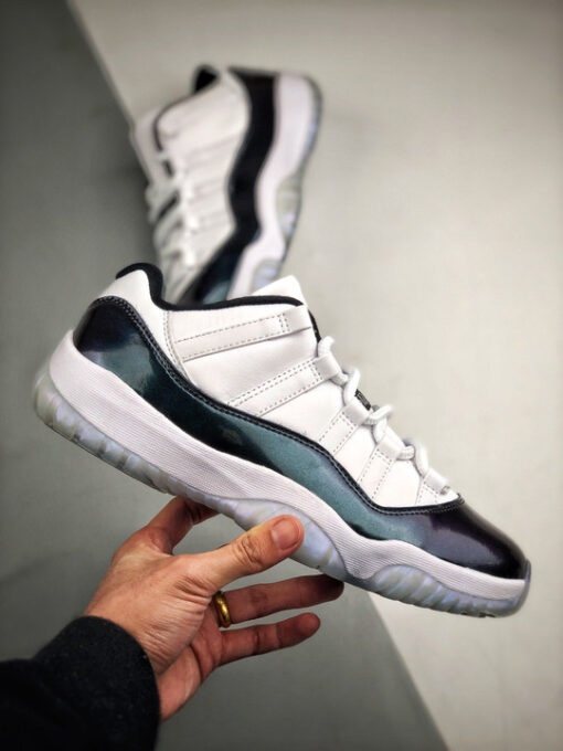Air Jordan 11 Low ” Easter” White/Emerald Rise-Black 528895-145 - Image 7