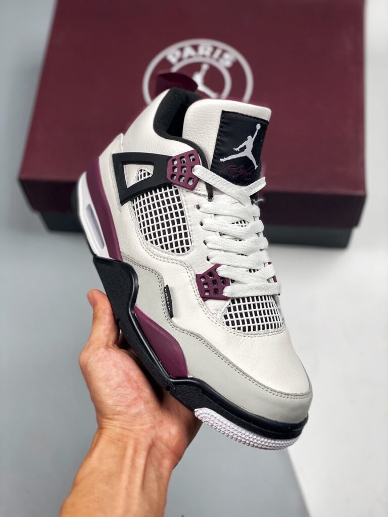 Air Jordan 4 ” PSG” White/Neutral Grey-Black-Bordeaux