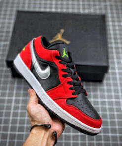 Air Jordan 1 Low Black/Green Pulse-Gym Red-White