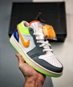Air Jordan 1 Low ‘Hoops’ White/Coconut Milk-Shadow Green-Laser Orange