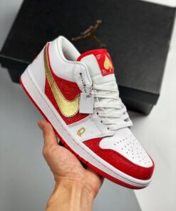 Air Jordan 1 Low ” Spades” White Red Gold