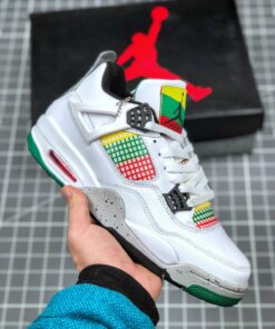 Air Jordan 4 ” Carnival” White/University Red-Lucid Green-Black