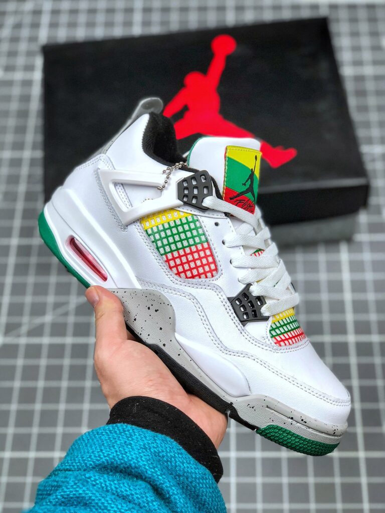 Air Jordan 4 ” Carnival” White/University Red-Lucid Green-Black