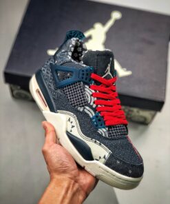 Air Jordan 4 SE ” Sashiko” Deep Ocean/Sail-Cement Grey-Fire Red