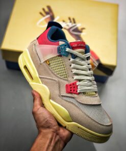 Union x Air Jordan 4 Guava Ice/Light Bone-Brigade Blue-Light Fusion Red