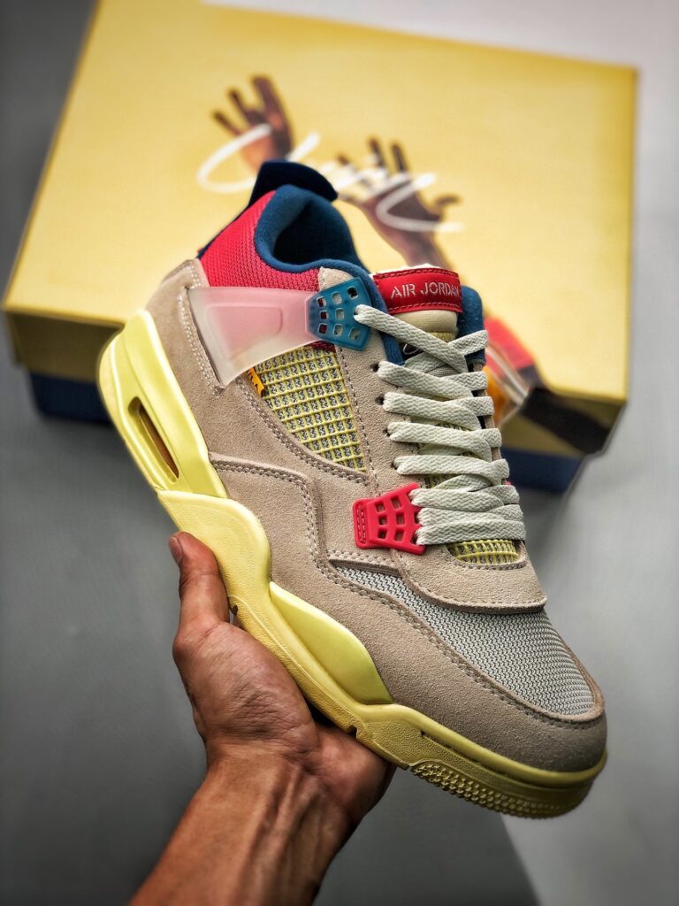 Union x Air Jordan 4 Guava Ice/Light Bone-Brigade Blue-Light Fusion Red