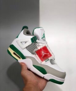 Air Jordan 4 White/Pine Green-Neutral Grey-Muslin