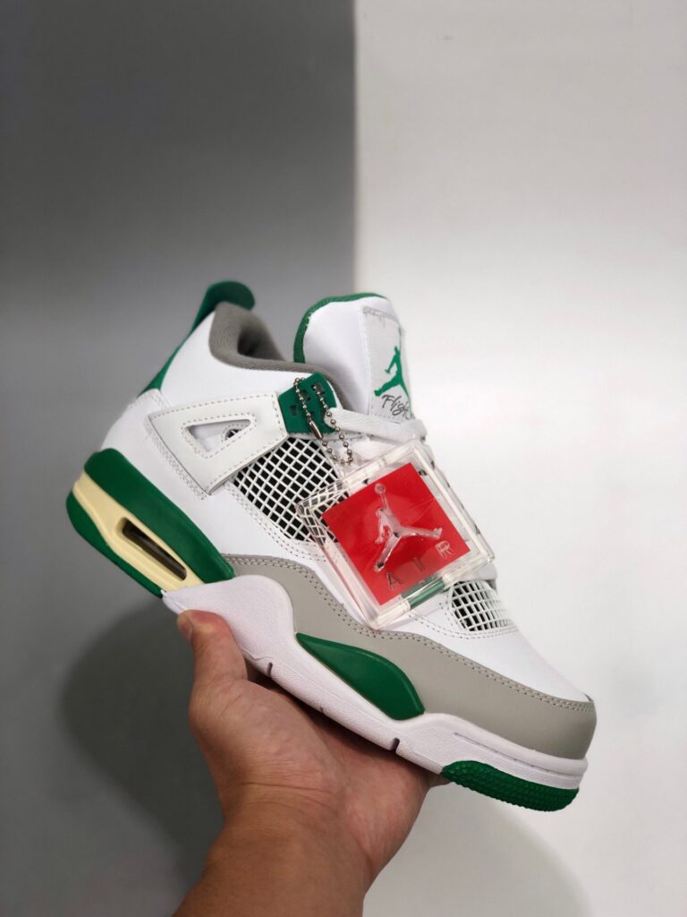 Air Jordan 4 White/Pine Green-Neutral Grey-Muslin