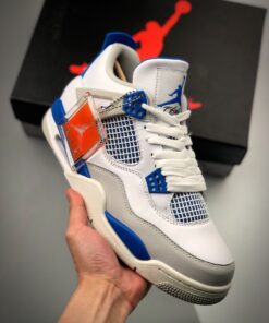 Air Jordan 4 Retro White/Neutral Grey-Military Blue 308497-105