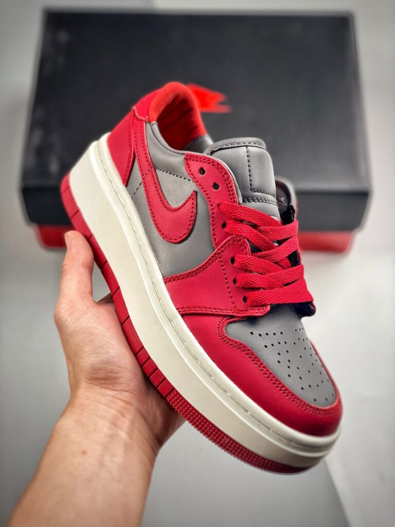 Air Jordan 1 Low Elevate ” UNLV” Medium Grey/White-Varsity Red