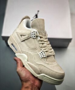 Air Jordan 4 ” Canvas” Sail/Cement Grey-Fire Red