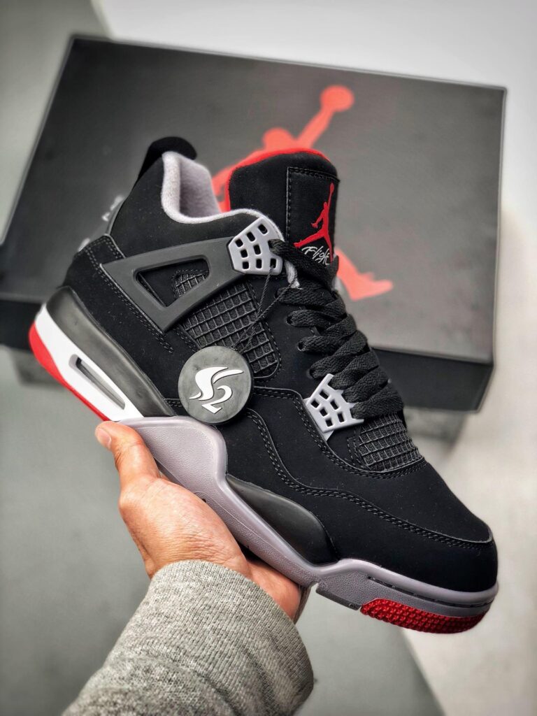 Air Jordan 4 ” Bred 2019″ Black/Cement Grey-Summit White-Fire Red