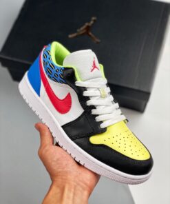 Air Jordan 1 Low Black/Light Fusion Red-White-Coast
