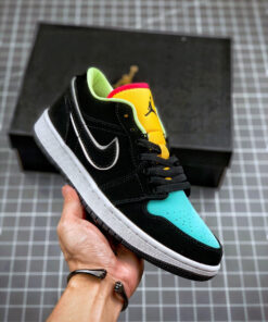 Air Jordan 1 Low Black Yellow Turquoise