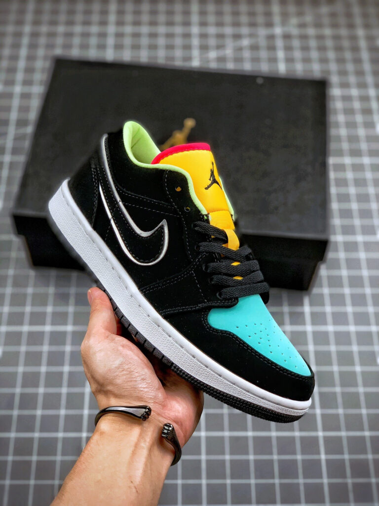 Air Jordan 1 Low Black Yellow Turquoise