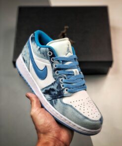 Air Jordan 1 Low ” Washed Denim” White/Dutch Blue DM8947-100
