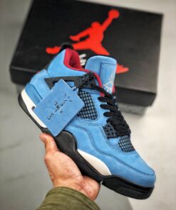 Travis Scott x Air Jordan 4 ” Houston Oilers” University Blue/Varsity Red-Black