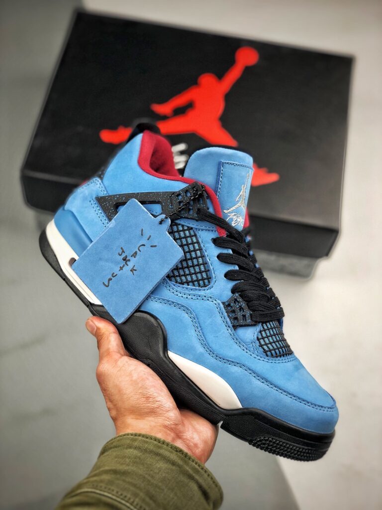 Travis Scott x Air Jordan 4 ” Houston Oilers” University Blue/Varsity Red-Black