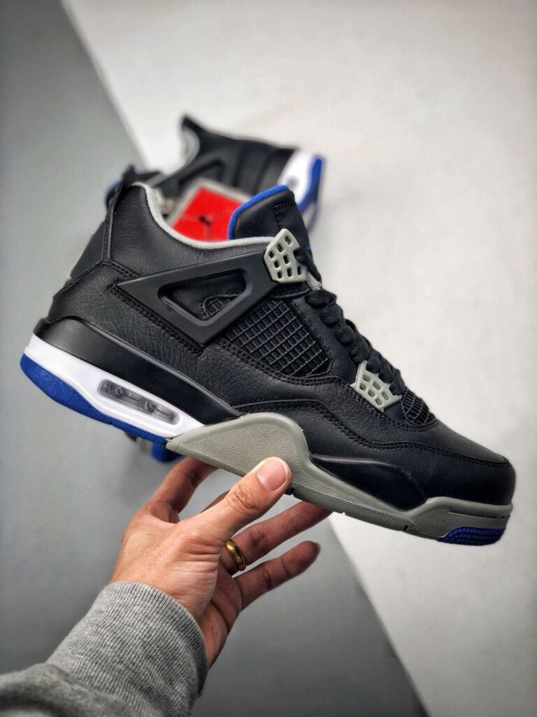 Air Jordan 4 ” Motorsport Away” Black/Game Royal-Matte Silver-White