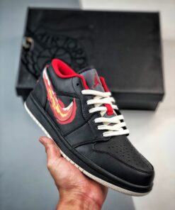 Air Jordan 1 Low ” Born To Fly” Black/White-Fitness Red FJ7073-010