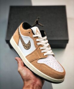 Air Jordan 1 Low ‘Brown Elephant’ Hemp/Metallic Gold-White-Tan-Black