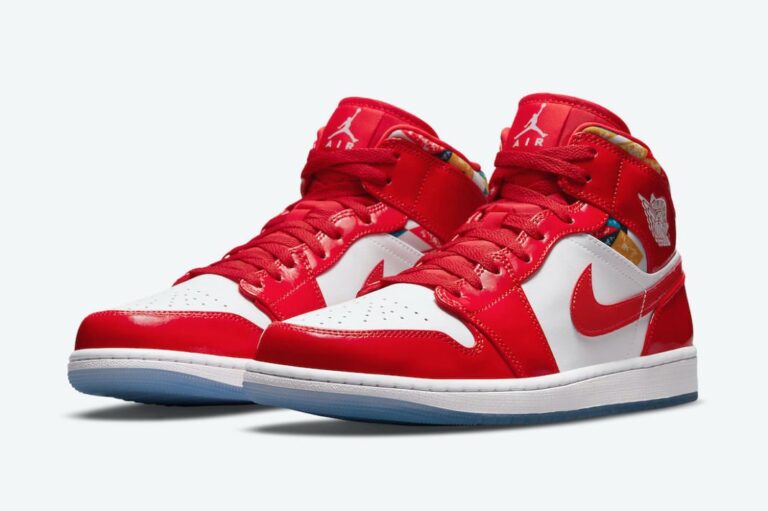Air Jordan 1 Mid Gets Swathed in Geometric Prints DC7294-600 - Image 4