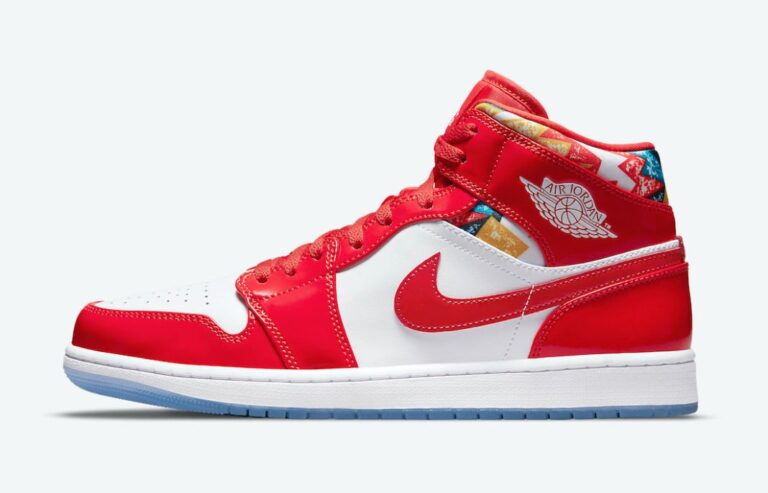 Air Jordan 1 Mid Gets Swathed in Geometric Prints DC7294-600 - Image 2