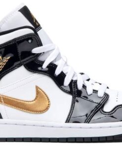 Air Jordan 1 Mid Patent 'Black Gold' 852542-007