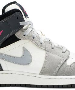 Air Jordan 1 Mid 'White Grey Hyper Pink' 555112-117