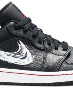 Air Jordan 1 Low 'Brushstroke Swoosh - Black Red' DA4659-001
