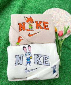 Cute Judy Hopps And Nick Wilde Couple Disney Nike Embroidered Sweatshirt, Embroidery Matching