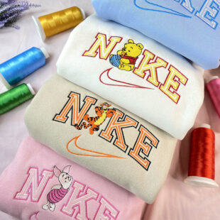 Winnie The Pooh Disney Nike Embroidered Sweatshirt, Nike Embroidery Matching Couple