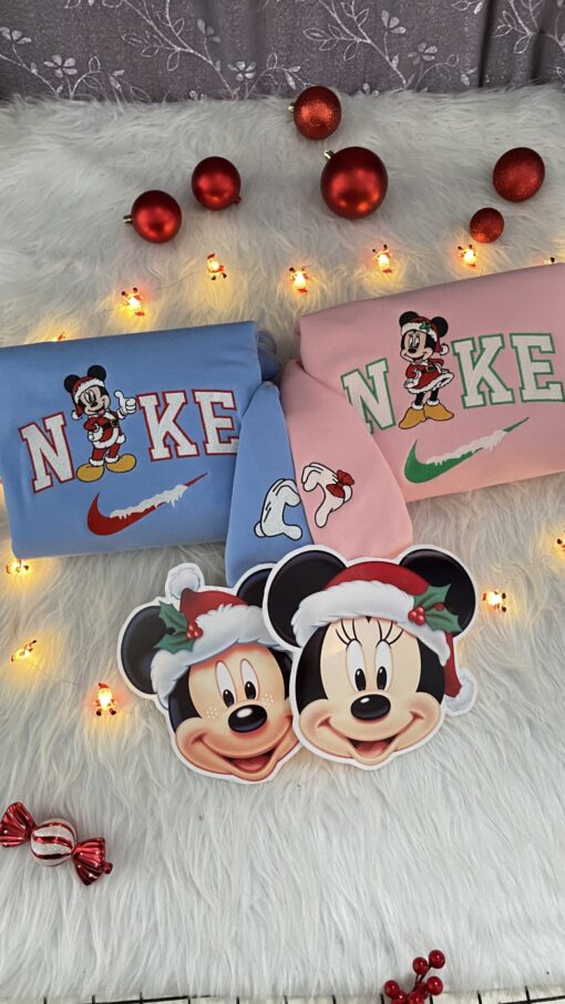 Mickey and Minnie Christmas Disney Nike Embroidered Sweatshirt, Christmas Gift for Couple - Image 2