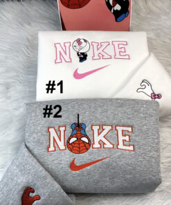 Spider Man and Hello Kitty As Gwen Stacy Disney Nike Embroidered Sweatshirt, Valentine Gift for Couple
