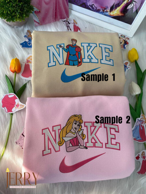 Princess Aurora And Prince Phillip Sleeping Beauty Disney Nike Embroidered Sweatshirts