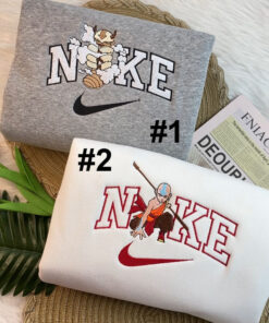 Aang And Appa Avatar Nike Embroidered Sweatshirt, Couple Embroidered Sweatshirt