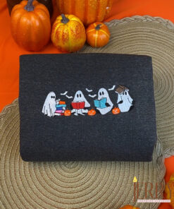 Acotar Ghost Embroidered Sweatshirt, Bookish Ghost Embroidered Sweatshirt, Throne of Glass Gift, Book Reader Halloween Gift, Book Ghosts Tshirt, Halloween Embroidered Sweatshirt