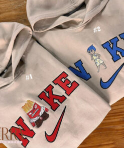 Anger And Joy Inside Out Cartoon Disney Nike Embroidered Sweatshirt, Couple Embroidered Sweatshirt Crewneck