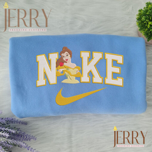 Belle Beauty And The Beast Disney Couple Nike Embroidered Sweatshirts - Image 4