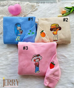 Blueberry Muffin Orange Blossom And Strawberry Shortcake Embroidered Crewneck Sweatshirt