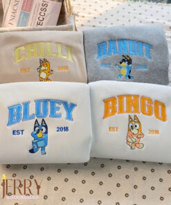 Bluey Family Embroidered Sweatshirt, Best Gift For Family
