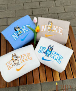 Bluey Family Nike Embroidered Sweatshirt, Bingo and Bluey Nike Embroidered Sweatshirt, Best Gift For Mom Dad