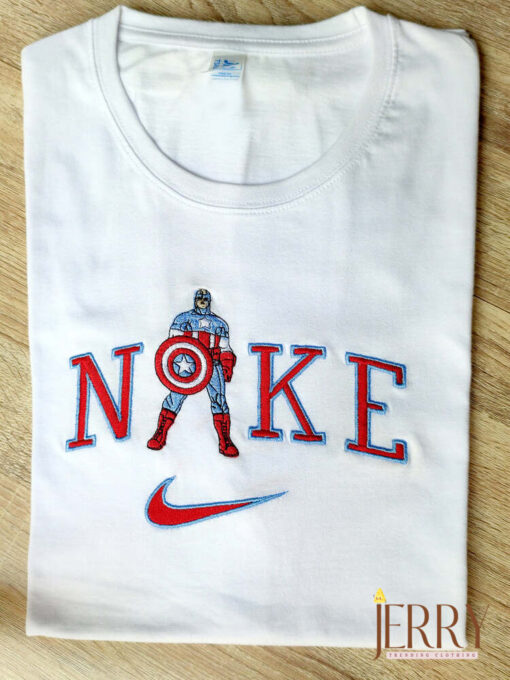 Captain America Nike Embroidered Sweatshirt, Nike Crewneck Embroidered - Image 2