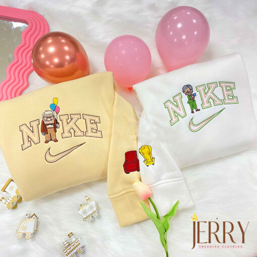 Carl And Ellie Up Movie Couple Disney Nike Embroidered Sweatshirts - Image 2